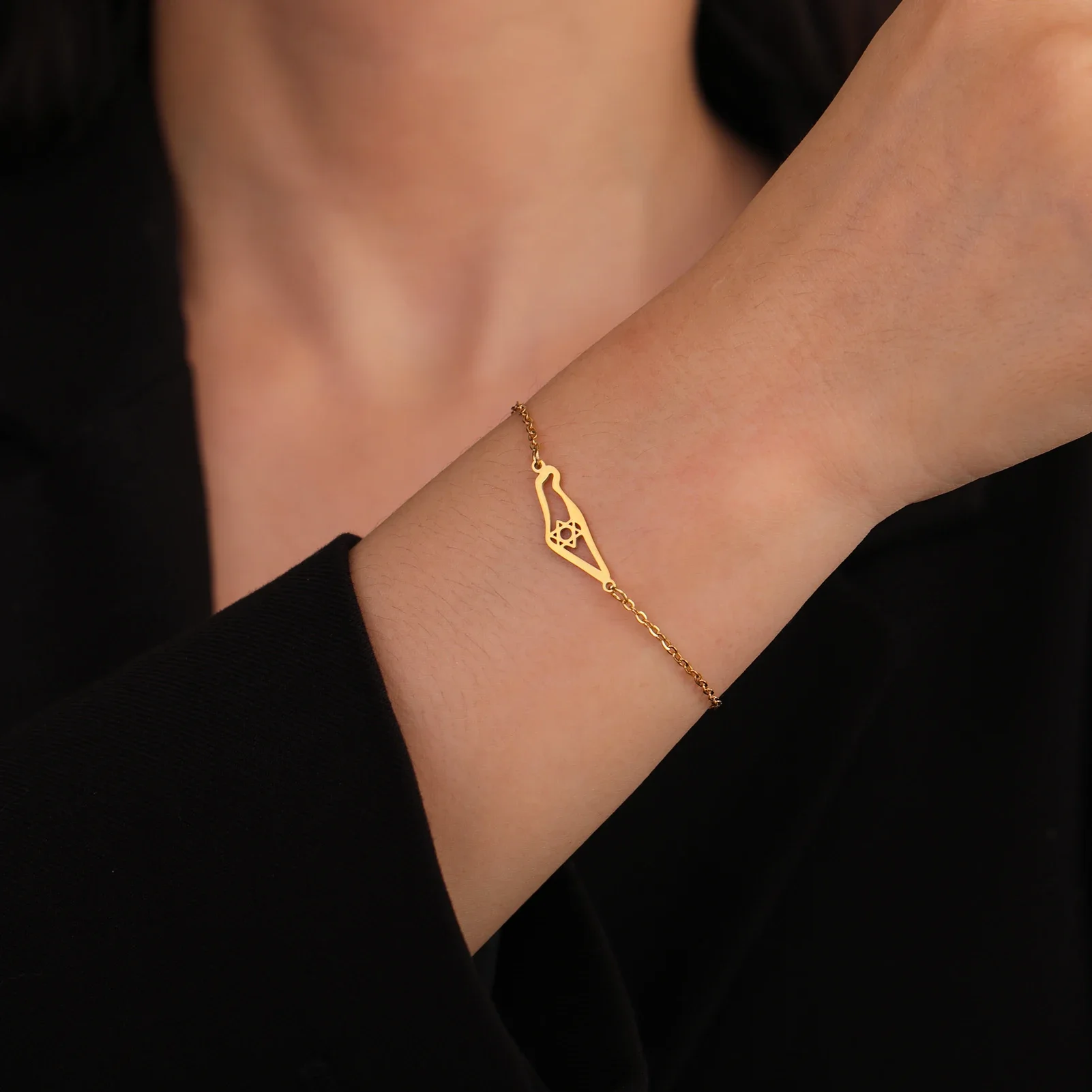 Браслет-подвеска с геометрическим дизайном из нержавеющей стали