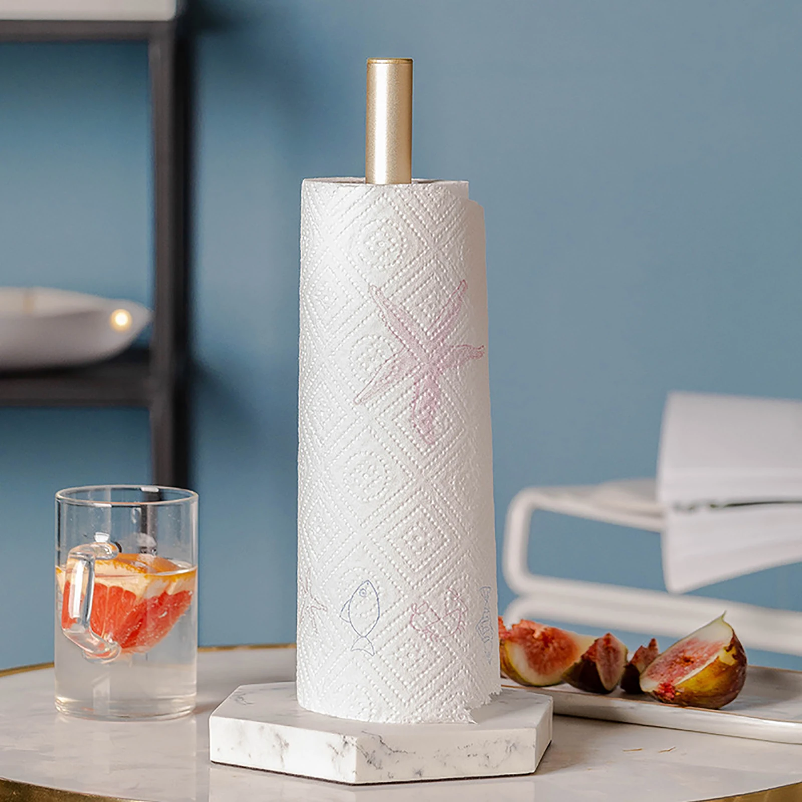 

Stand-up Paper Towel Holder Marbling Print Upright Towel Dispenser Stand for Countertop Dining Table