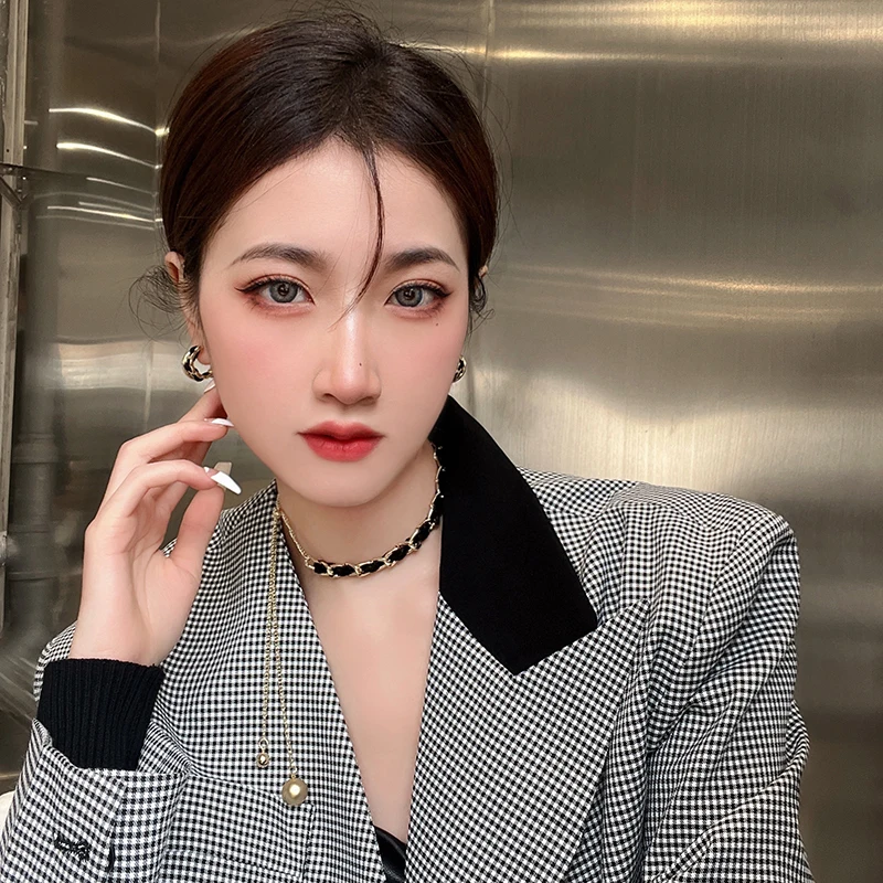 Корейский Новый дизайн модные ювелирные изделия черное ожерелье из