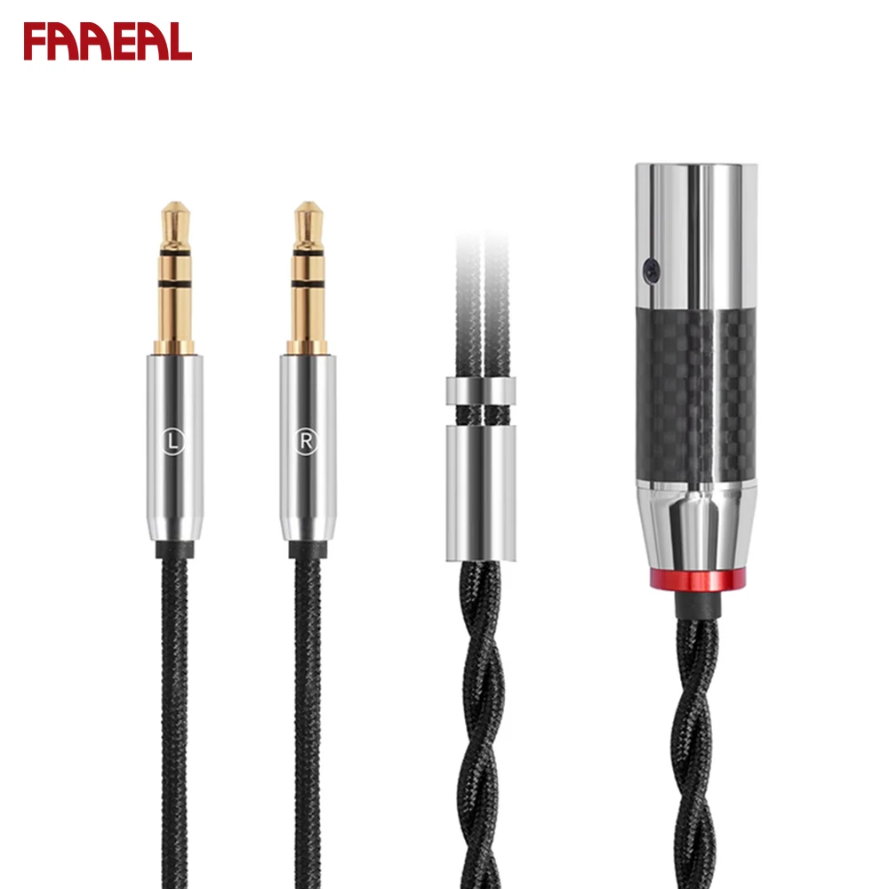 

FAAEAL 4 Pin XLR Balanced Male Compatible for Hifiman HE4XX HE-400i Headphones Braided Replacement Audio Upgrade Cable (2 x 3.5)