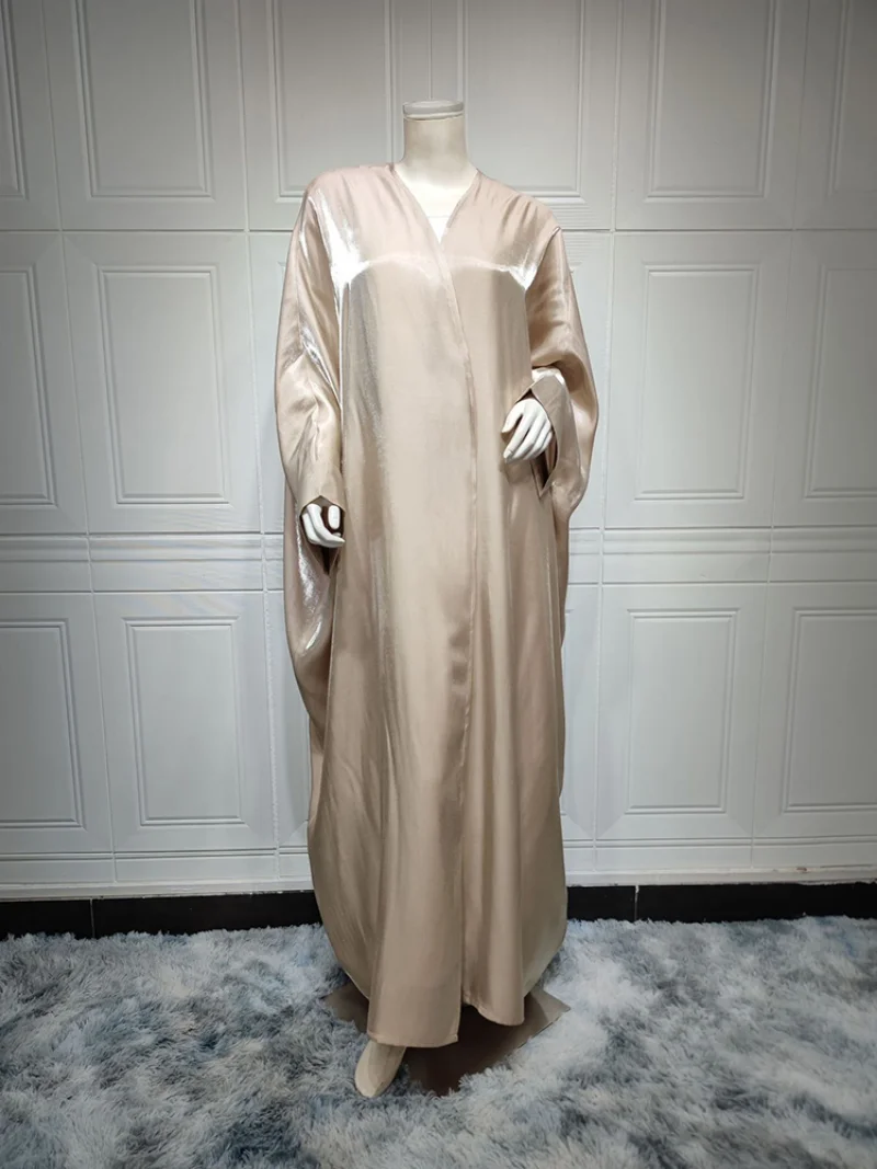 Shimmer Open Abaya for Women Batwing Sleeve Arabic Dubai Kimono Cardigan Muslim Long Dress Evening Party Modesty Outfit Kaftan