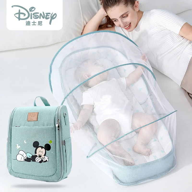 

Disney Mickey Mouse Dual Purpose Diaper Bags Foldable Bed Bags Baby Travel Insulation Mosquito Net Bag Baby Diaper Bag Backpack