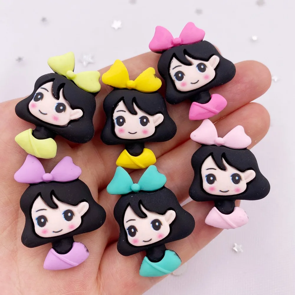 

Colorful Resin Kawaii Bowknot Girl Flatback Cartoon Stone Figurine 30PCS Scrapbook DIY Home Decor Crafts Accessories OM280