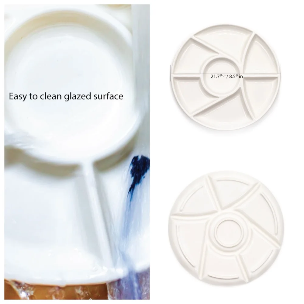 Artsecret 7-луночная фарфоровая керамическая палитра красок для смешивания цветов