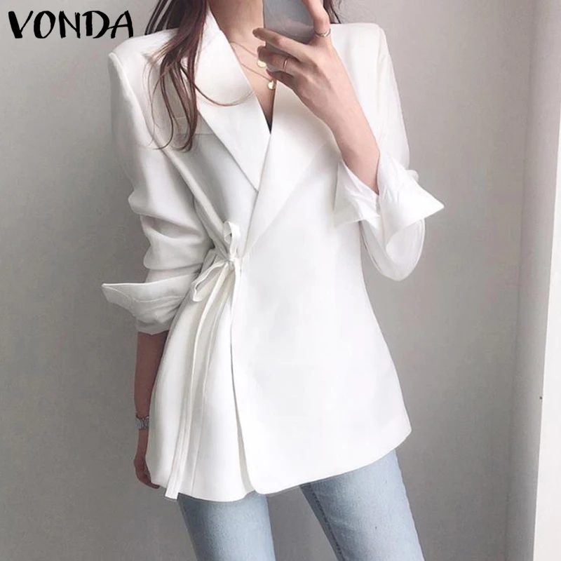 

Loose Coats Veste 2022 VONDA Femme Blazer Women Elegant Lapel Collar Tunic Blazer Long Sleeve Suit Outwear Femininas Oversized