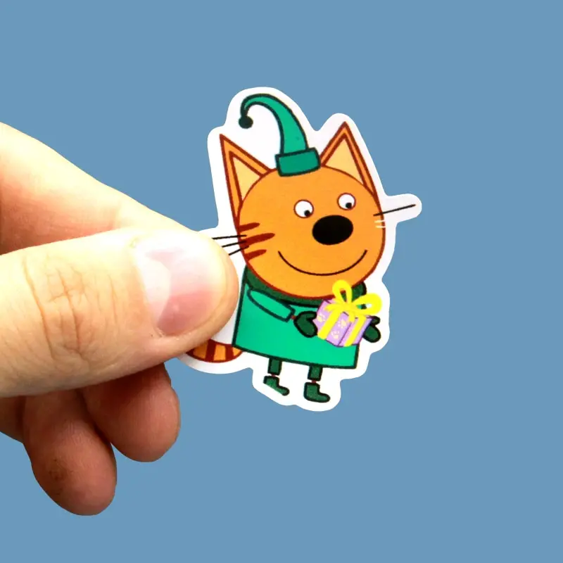 Наклейки Geekroom 3 Три кота для детей стикеры виниловые клейкие самоклеющиеся