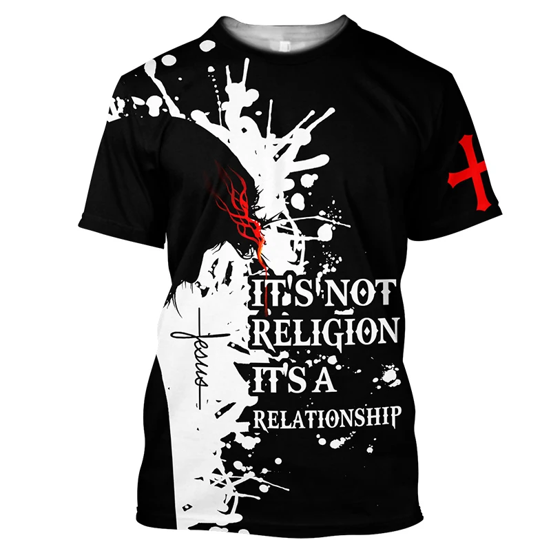 

God 3D Printed T-Shirts Religion Christ Jesus Streetwear Men Women Fashion O-Neck Short Sleeve T Shirt Oversized Kids Tees Tops