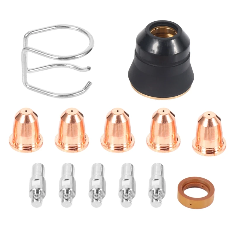 

LBER 13Pcs Plasma Cutter Torch S45 Accessory Kit Electrodes Nozzle Tips Spacer Guide Retaining Cap Gas Diffuser Plasma Cutting T