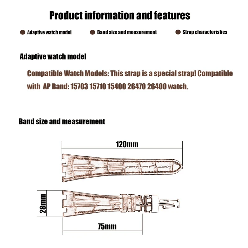 Совместимость с официальными часами Audemars/Piguet/AP/Royal/Oak диаметром 28 мм 15703 15710 15400 26470