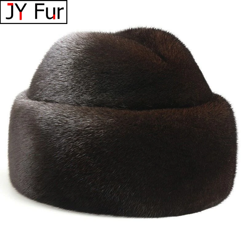 Winter Hat For Men Genuine Mink Fur Cap Male Thick Warm Winter Fur Hat Husband Gift Caps Quality Top Hat Headgear Beanie Beret