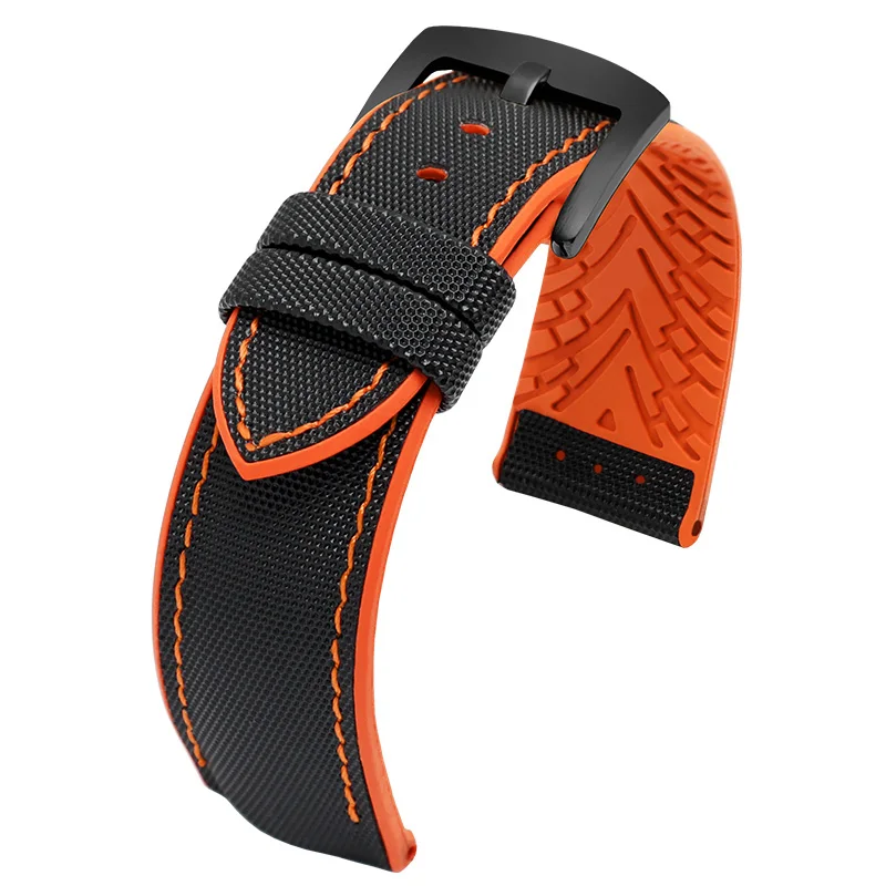 20mm 22mm 24mm Watchband Nylon Silicone Tape men waterproof breathable Rubber Wrist Bracelet For Ferrari Omega Mido watch strap