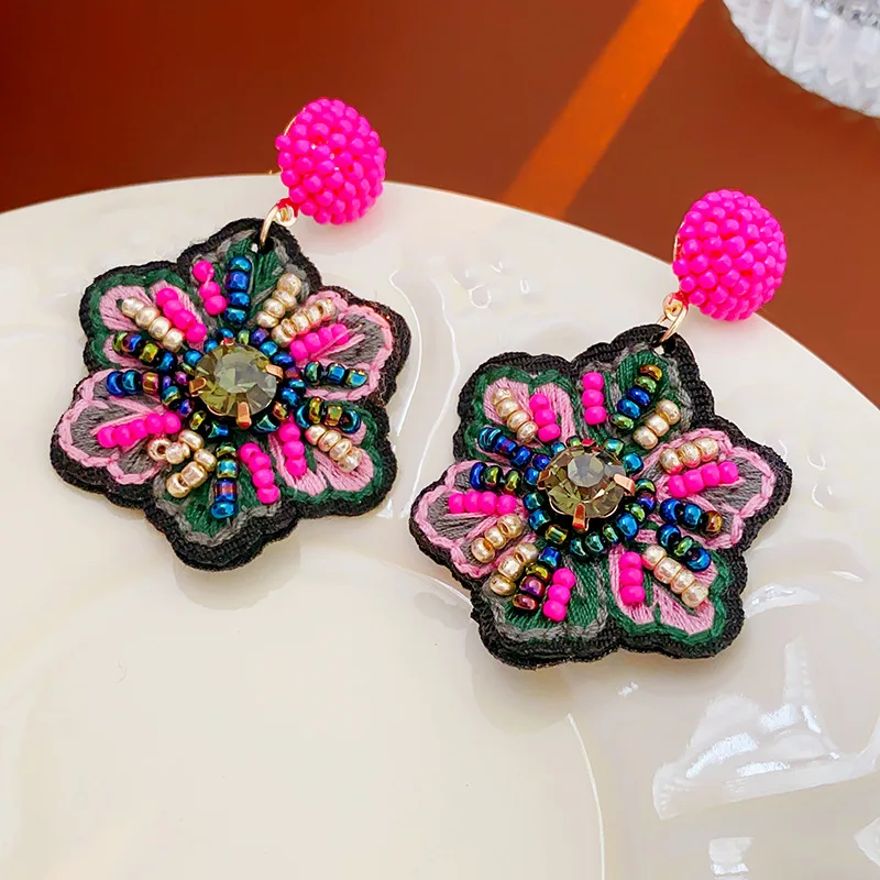 Draweye красочные серьги с бусинами для женщин винтажные корейские модные цветы