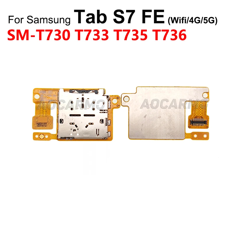 Aocarmo для Samsung Galaxy Tab S7 FE 5G 4G T733 T735 T730 T736B держатель Sim-карт гибкий кабель запасные