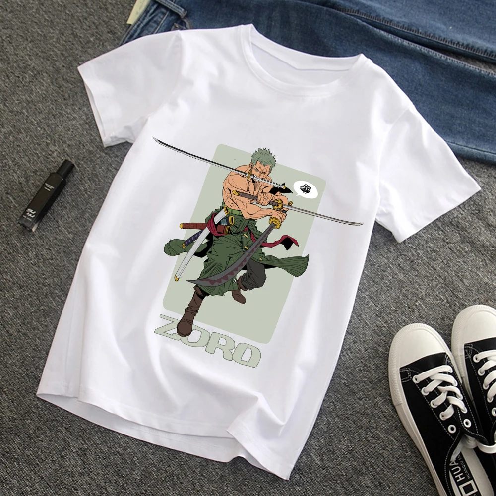 

ONE PIECE Men Zoro Anime T-shirt Luffy Kawaii Cartoons Manga Harajuku Aesthetic Casual Clothes Femme Male Streetwear Tee Shirts