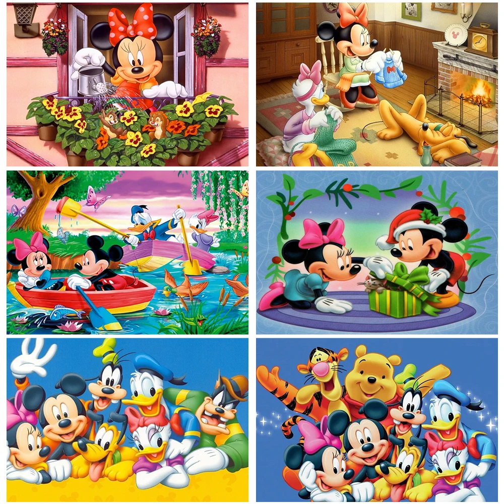 

Disney DIY 5D Diamond Painting Mickey Minnie Mouse Full Drill Round Cross Stitch Embroidery Mosaic Creative Hobbies Home Decor