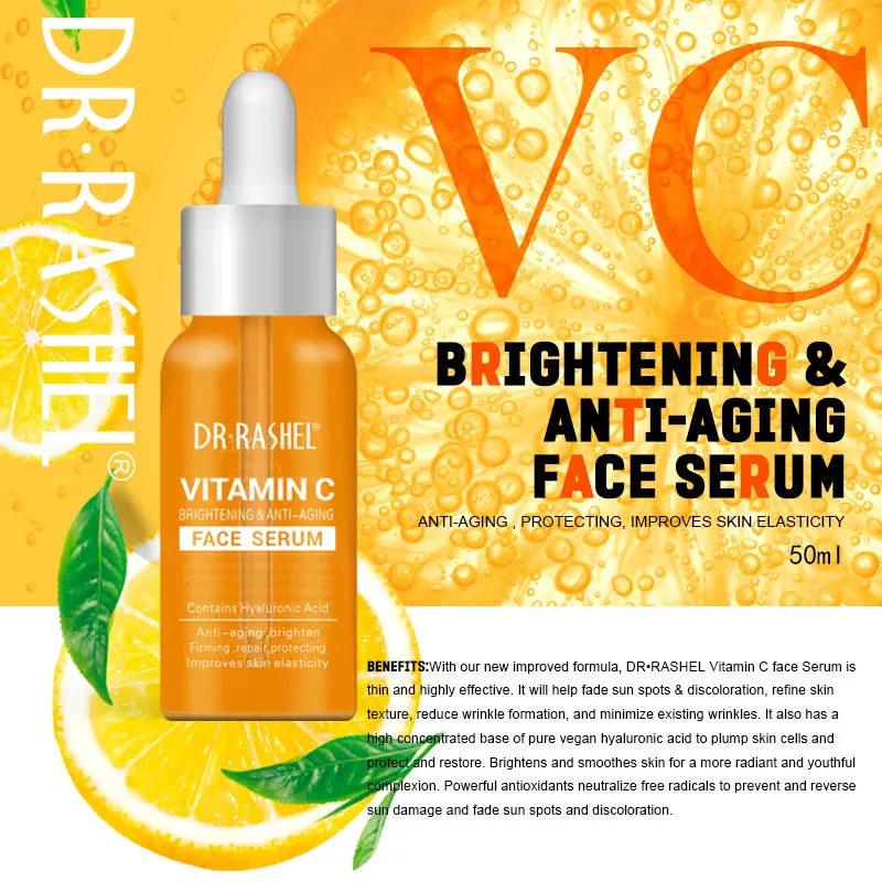 50ml Brightening Anti-aging Firming Whitening Face Anti-wrinkles Hyaluronic Acid Essence Vitamin C Serum VC Dark Spots