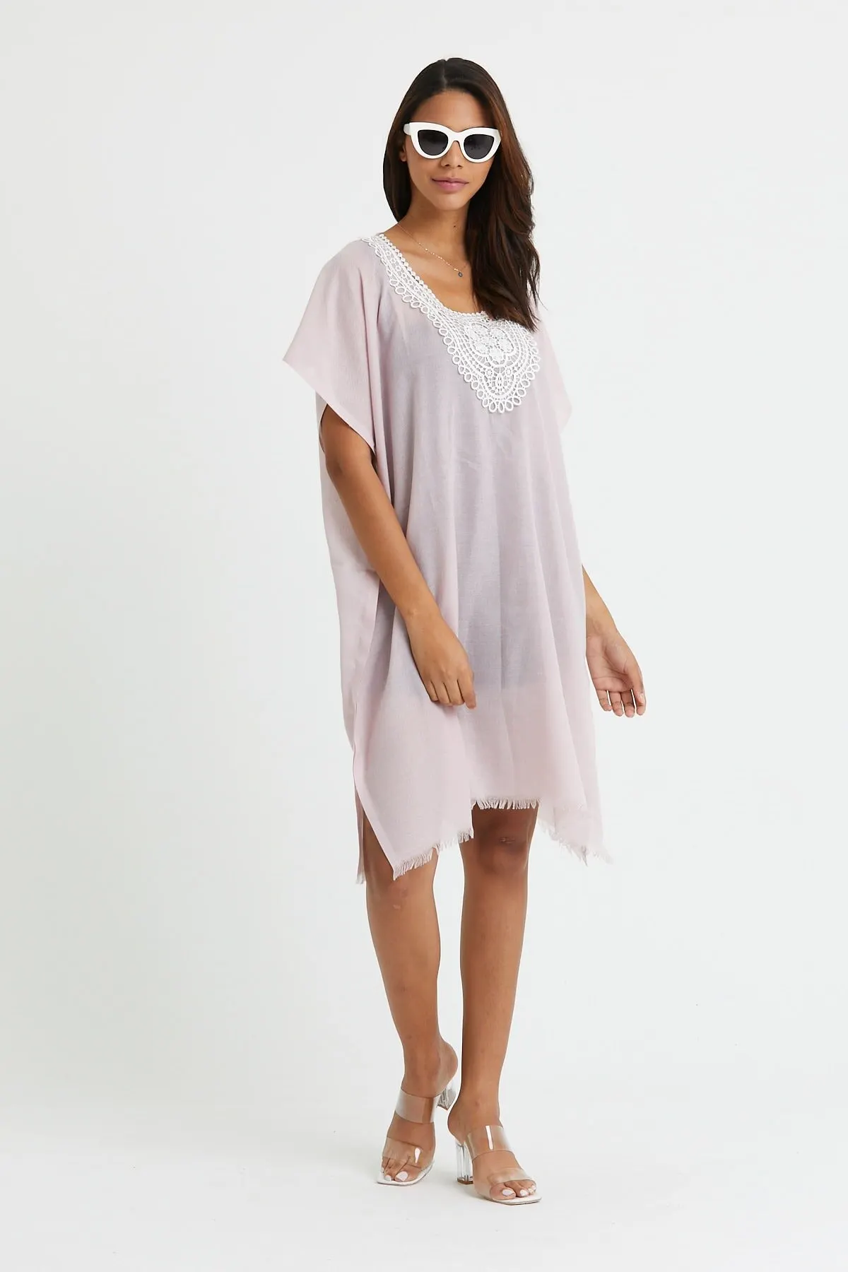 

Women's Pareo Purple Swimwear Cover Up Dress Sexy Tunic Suit Beachwear Female Beach Bikini Cover Loose Mini Dress