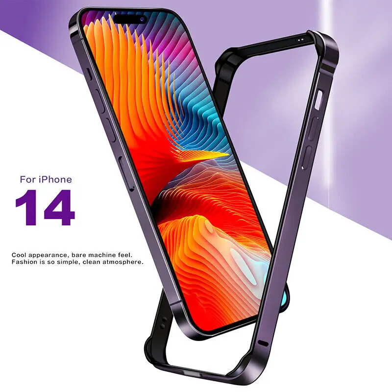 

Ultra Slim Bumper Aluminum Metal Frame Hard Cover For iPhone 14 Plus 13 Mini Pro Max Luxury Light Alloy Bumper Case Coque