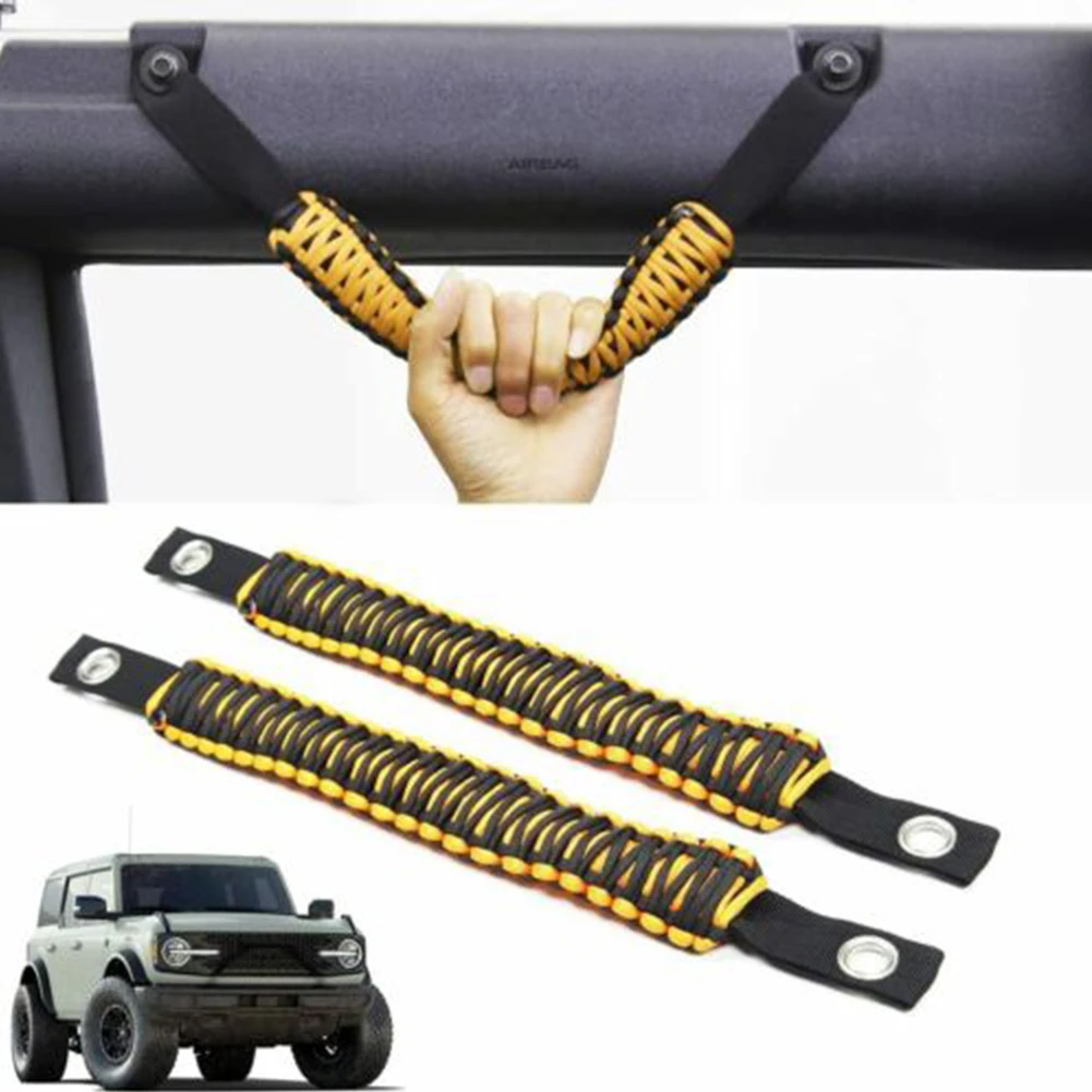 

2pcs Roll Bar Grab Handles Grip Handle For Ford Bronco 2021 2022 2/4 Door Accessories Yellow/black/orange