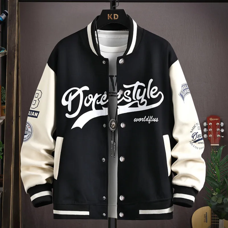 

Men's Hip Hop Casual Baseball Coat Slim Fit Unisex Baseball Uniform Bomber Jackets 2023 Spring Youth Trend College Men Jacket