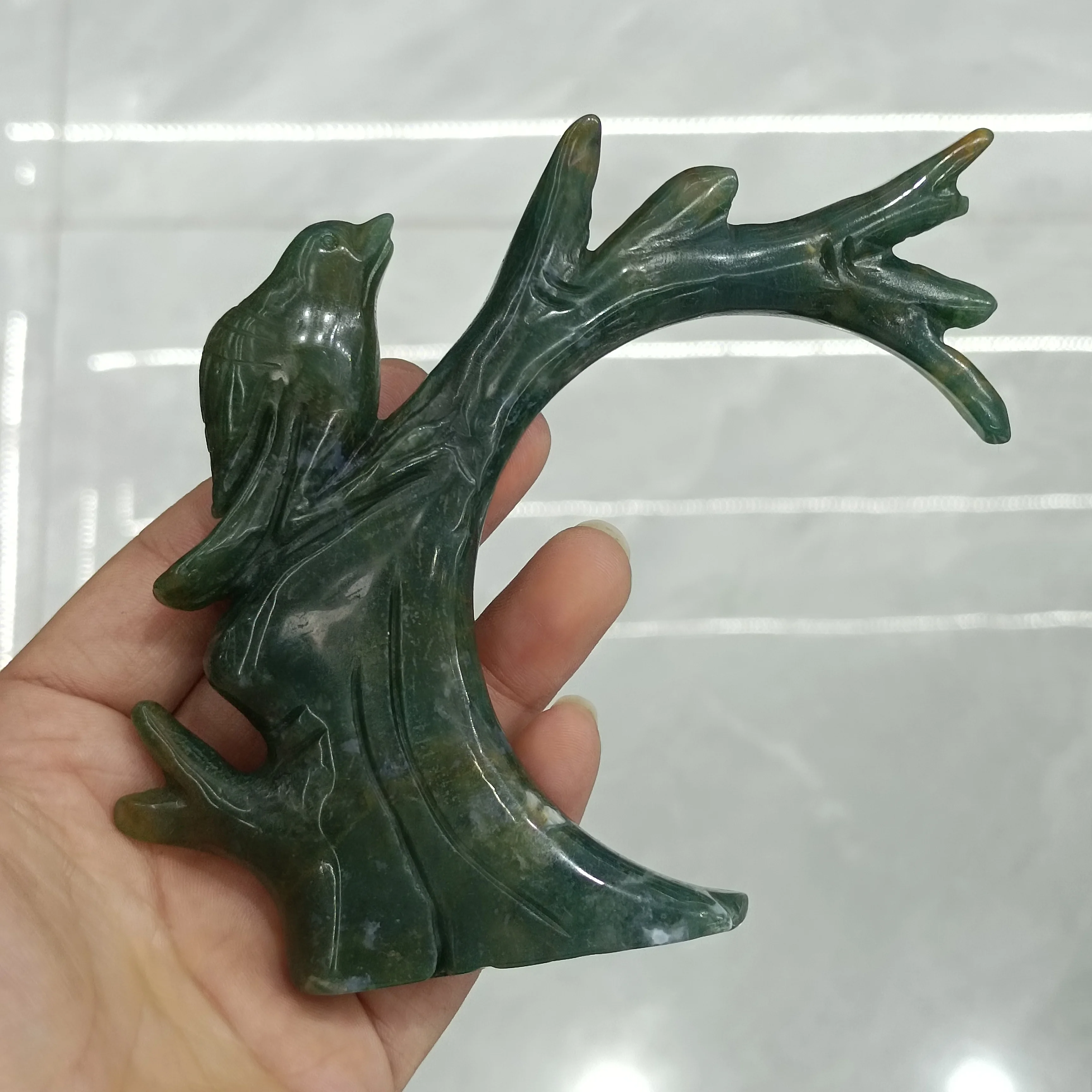 

10-12 см 1 шт. натуральные кристаллы резьба птица ветка статуя драгоценный камень домашний декор лечебные бриллианты камни для рейки