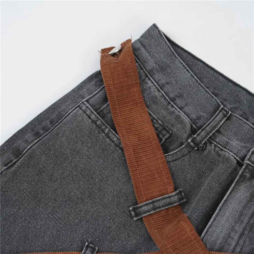 2023 Men Hip Hop Denim Pants Jeans Streetwear Vintage Ribbon Design Denim Pants Harajuku Joggers Jeans Trousers Pants