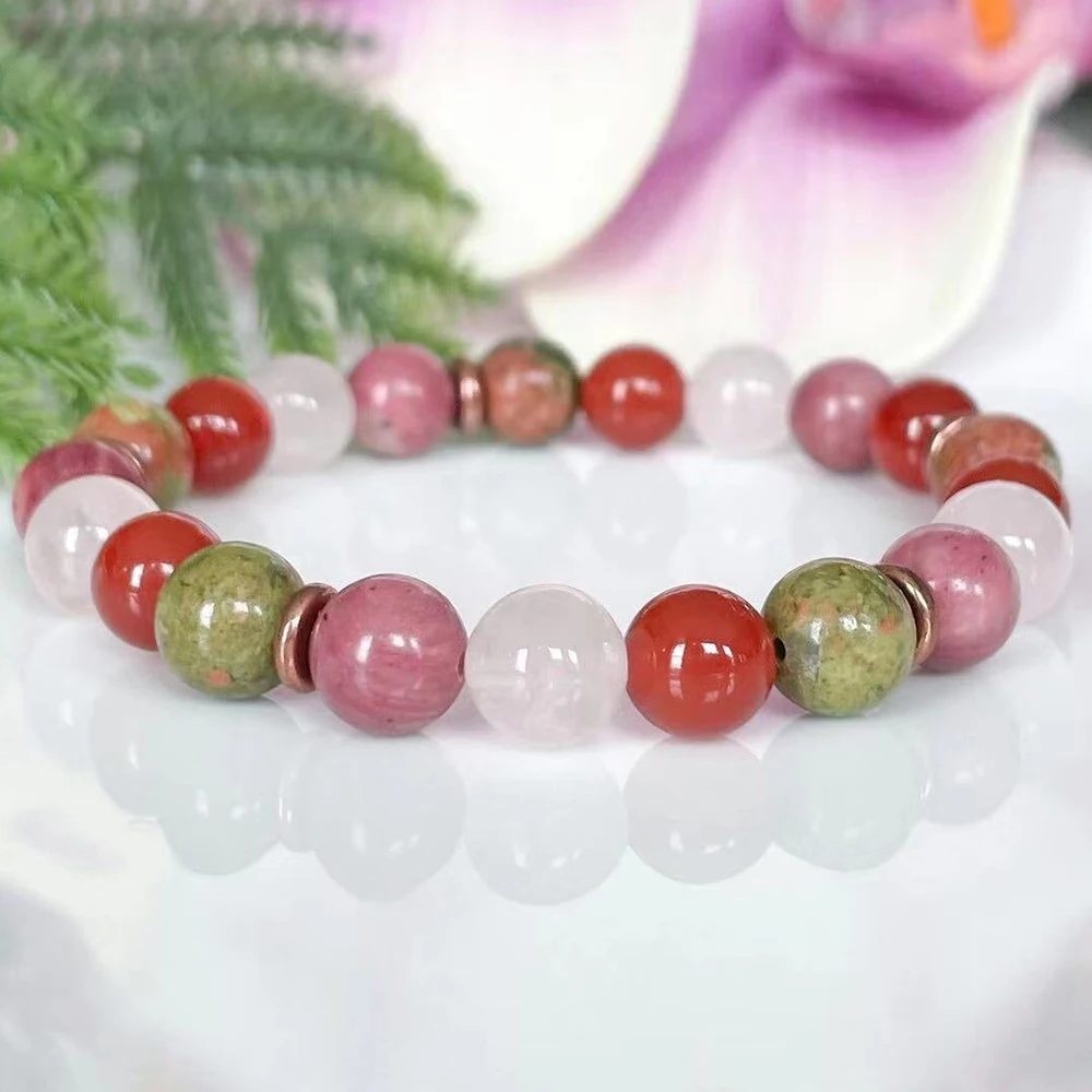 MG1917 8 мм Unakite Jasper AAA класс родонит сердолик Мадагаскар браслет из розового кварца