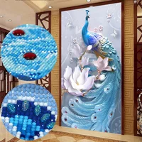 Flower and Blue Peacock 5d Diy Full Diamond Painting Kits Wall Painting Pictures Diamond Corss Stitch Embroidery Room Home Decor