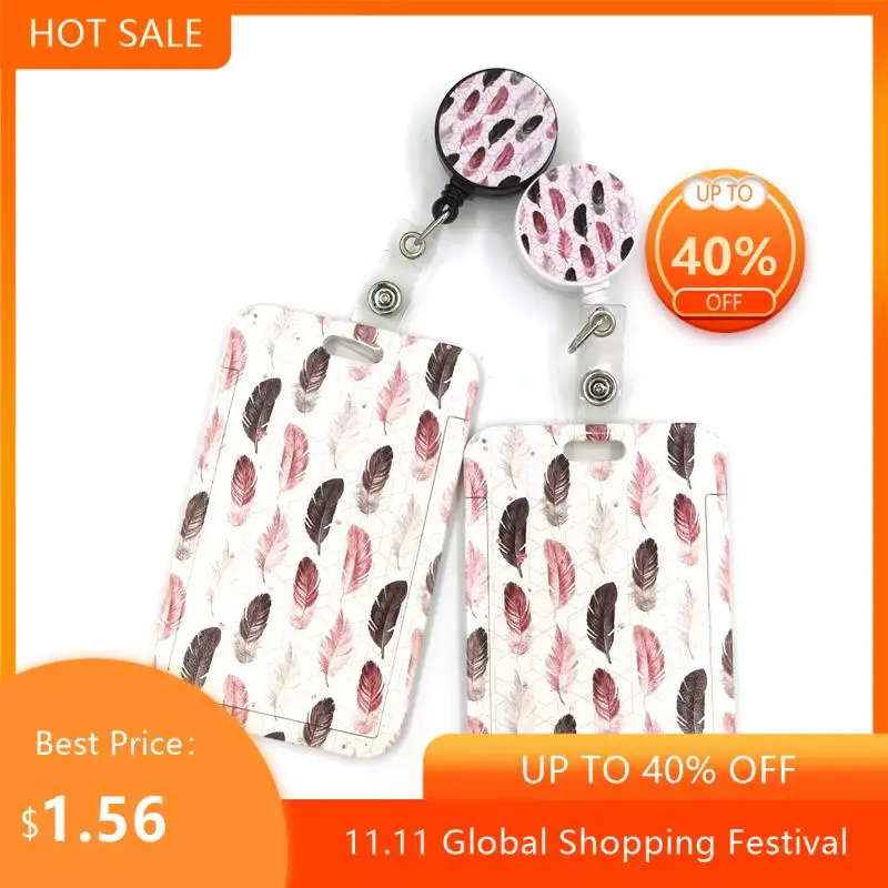 

Листья перья мультфильм выдвижной шнурок для бейджа на катушке для медсестры ID Бизнес кредитной карты работы карты для бейджа для школы и з...