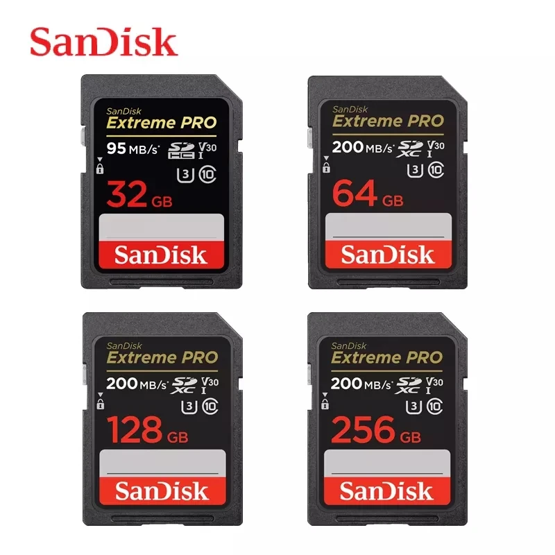

SanDisk Extreme PRO SD Card 32G 64G 128G 256G 512g 1T SDHC SDXC UHS-I C10 95M/s-200MB/s U3 Memory Card Support V30 4K for Camera