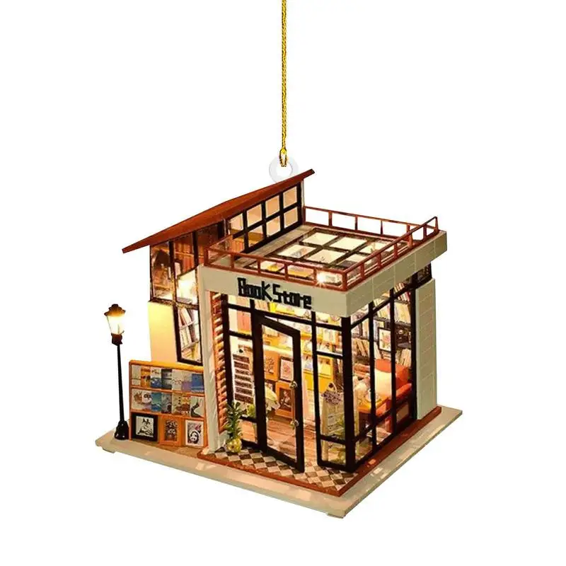 Mini House Christmas Tree House Decor For Decor Hanging Ornaments Acrylic Gingerbread House Decorations For Christmas Tree Decor
