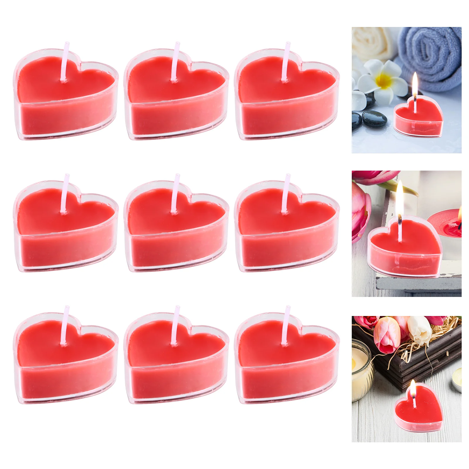 

9 Pcs Heart Shaped Scented Aroma Candles Christmas Tea Wax Light Proposal Tealight Heart-shaped