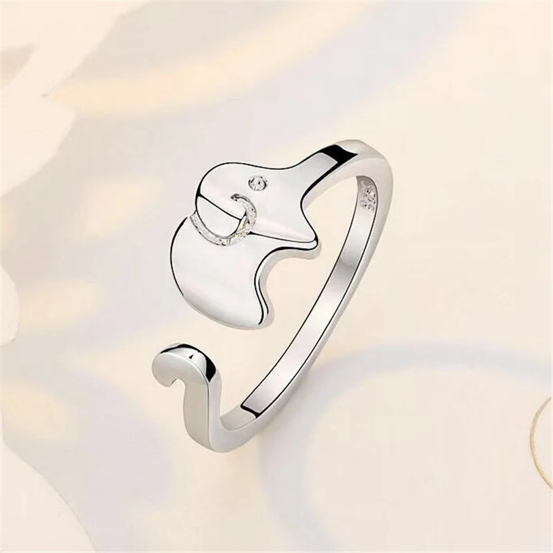 

Women Girls Sterling Silver Jewellery Adjustable Ring Cute Elephant Gift UK