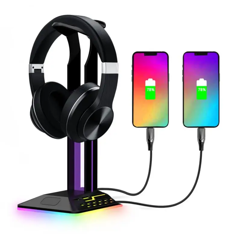 

Headphone Hook For Ps5 Gaming Headset Hook With Dual Usb 2.0 Output Ports Rgb Headphone Stand Headphone Hook Rgb Luminous