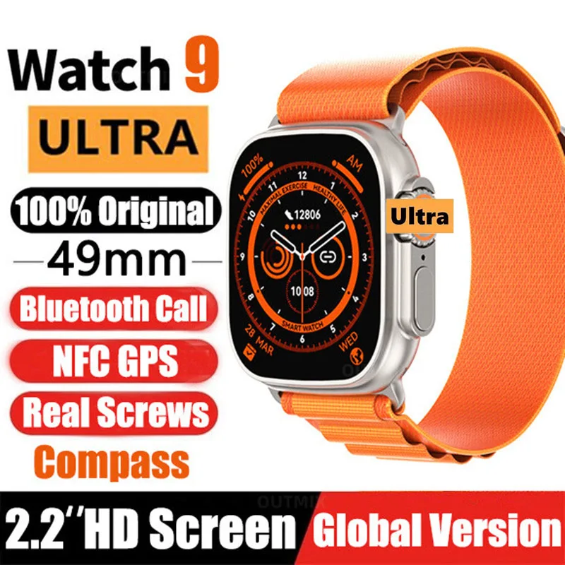 

New Smart Watch Ultra 9 NFC GPS Track 49mm Men Women Smartwatch Series 8 Thermometer BluetoothCall Waterproof Sports For Apple