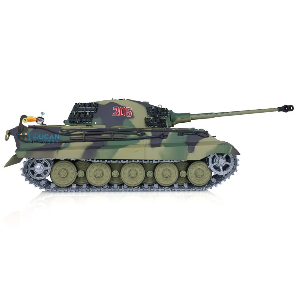 Фото Модернизированная 1/16 Heng Long 7,0, немецкая радиоуправляемая модель танка King Tiger 3888A, металлические гусеницы, натяжные ролики, звездочки с эффектом дыма, игрушки TH17523 №3