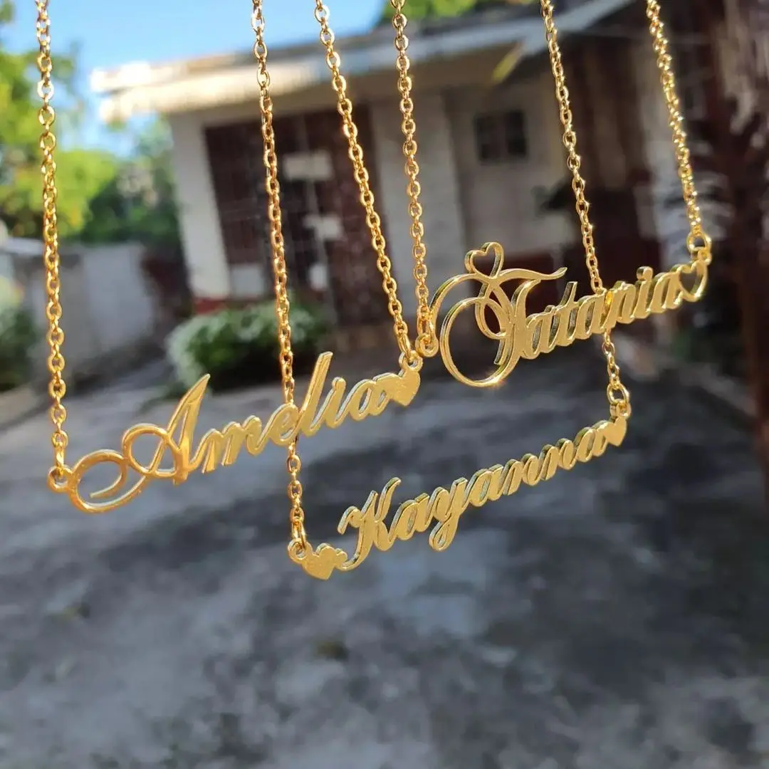 

Custom Name Necklace Personalized Steel Color Stainless Steel Necklaces For Women Man Customized Jewelry Girlfriend Gift