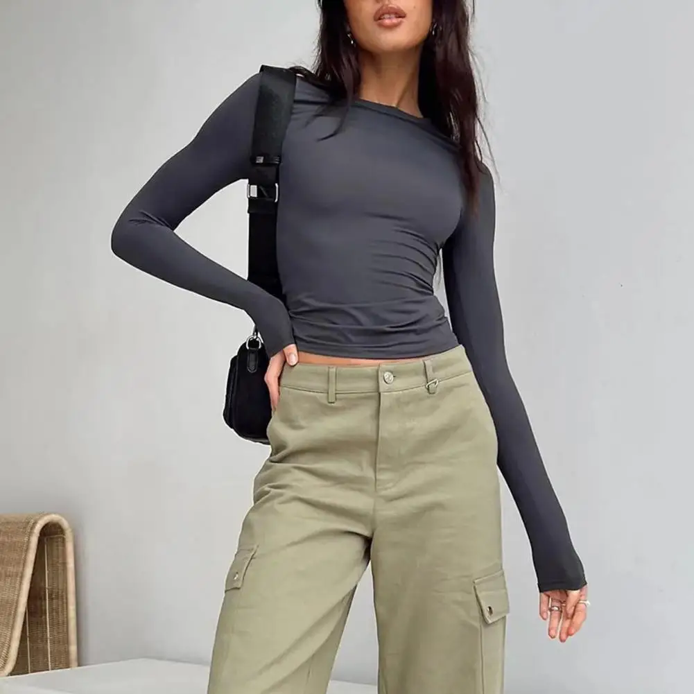 

Women T-shirt Stylish Women's Slim Fit Pullover Soft Breathable Long Sleeve T-shirt for Daily Wear Fall/spring Fashion Round