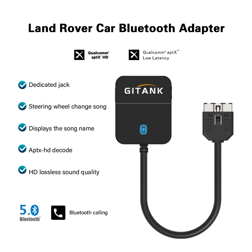 Bluetooth 5.0 Adapter Car Kit for Range Rover Music Receiver for Land Rover Special Jack Replace 30 Pin iPod Compatible Jaguar enlarge