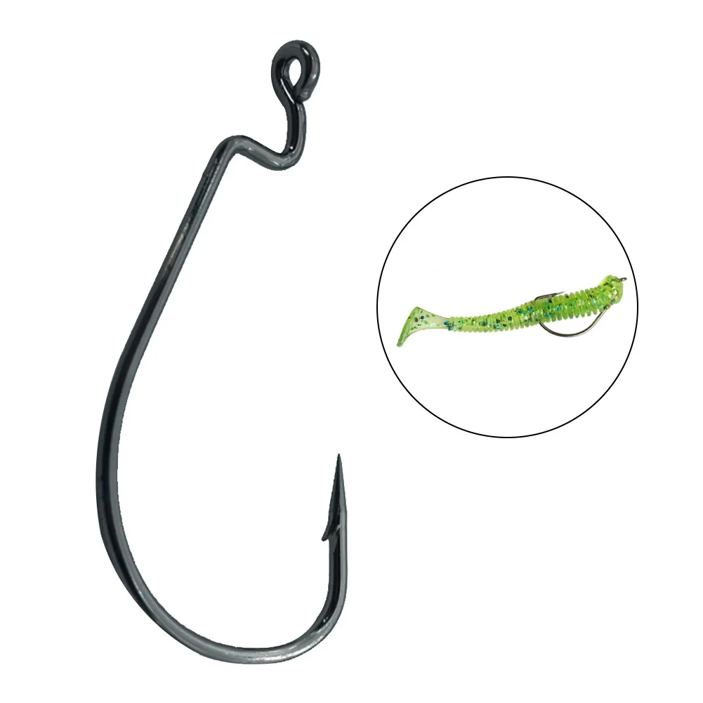 

50pcs/Bag Wide Gap Soft Worm Hook Jig Fishing Crank Hooks Super Lock Fishhooks Durable High Carbon Steel Carp Fishing Accessorie