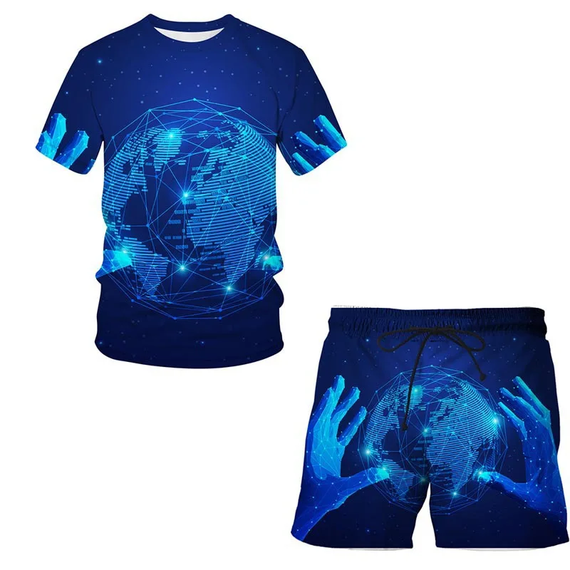 New 3D Printed Oversized T-shirt Shorts Set For Men Sports Jersey Punk Tops Suit Novelty Comfortable Breathable Leisure Clothes