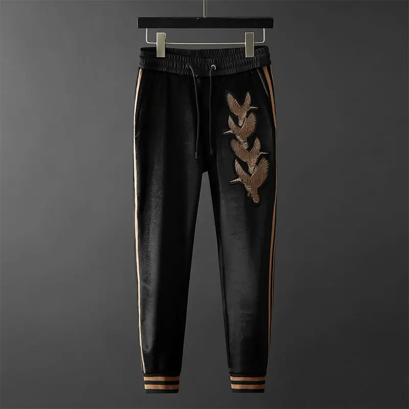 High quality men's cardigan sweater suit jacquard embroidery bird casual sports baseball suit fashion men's autumn set