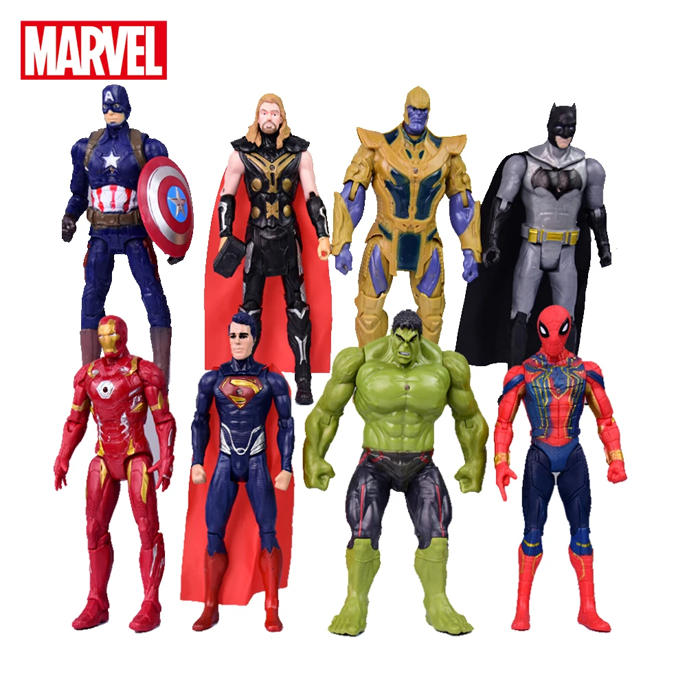 

8 шт./компл. Мстители Marvel Железный человек Человек-паук Тор Халк Капитан Америка летучая мышь Супермен игрушки для детей подарок на день рожд...