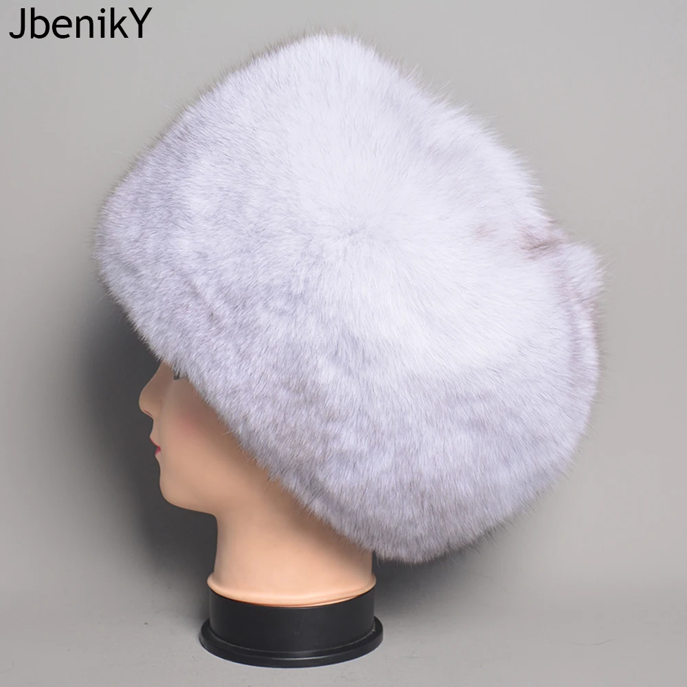 Natural Fox Fur Beanies Women Winter Warm Fluffy Popular Russian Style Female Round Cap Fashion Real Fur Hats