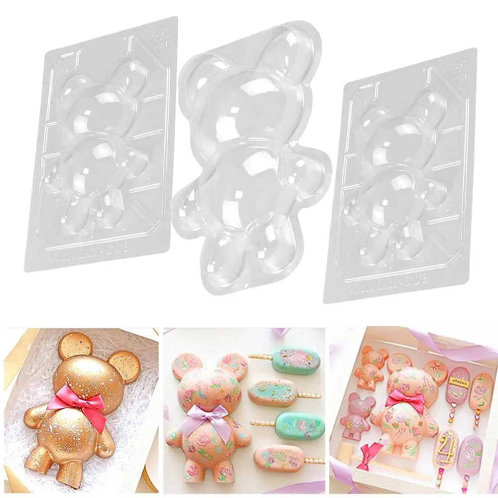 

3pcs Handmade Epoxy Resin Baking Jelly Dome Mousse Breakable Silicone Mold 3D Bear Chocolate Mold Large Size