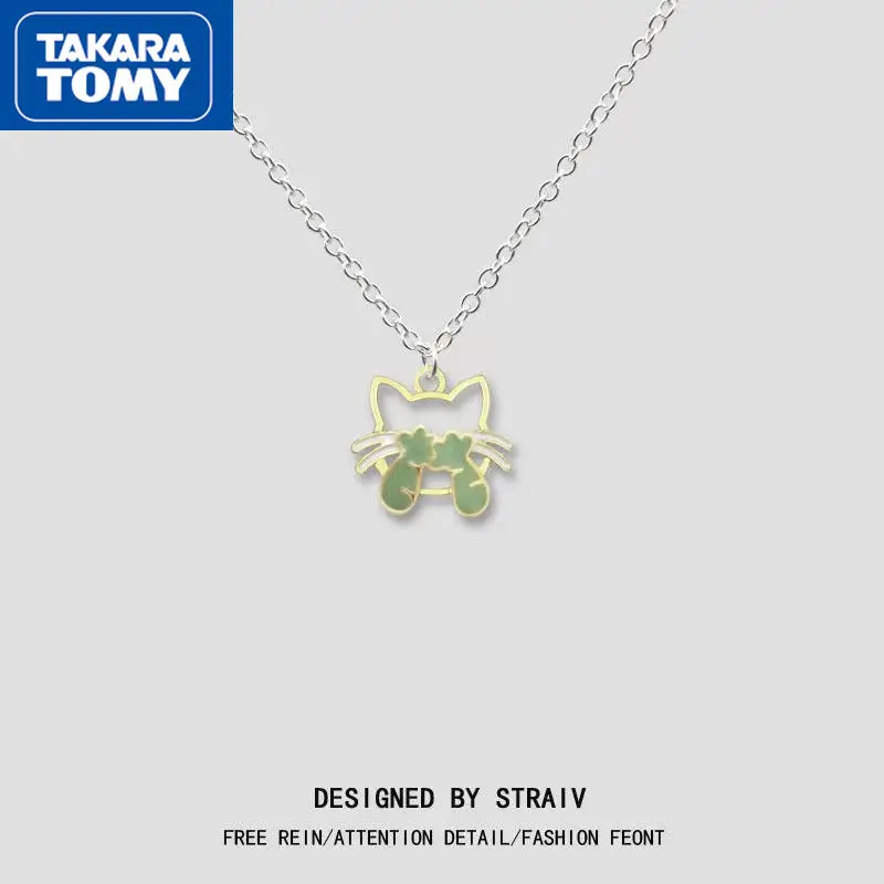 

TAKARA TOMY Cute Cartoon Pink Face Hello Kitty Collarbone Chain Personality Sweet High-end Pendant Alloy Necklace Niche