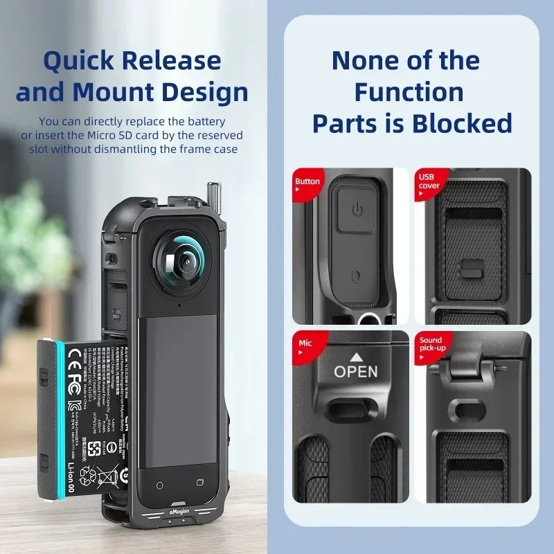 Быстросъемное крепление двухзубчатая металлическая рамка для Insta360 X4