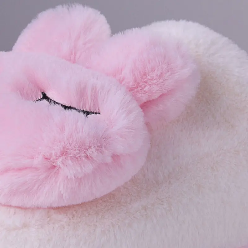 Cute Rabbit Cartoon Home Slippers Women Winter Warm Fur Shoes Men Plush Slipper Couples Indoor Soft Bottom Floor Slippers