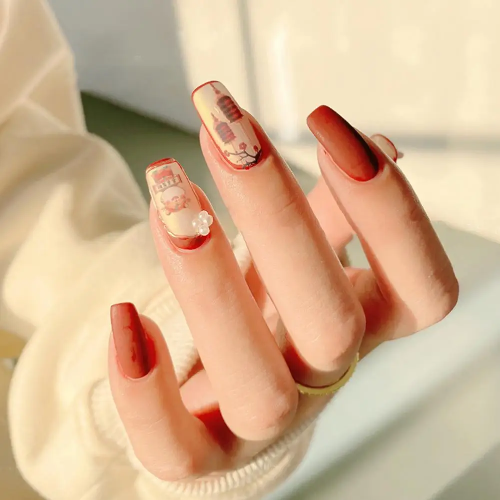 Новогодняя наклейка для ногтей яркие 3D эффекты ультратонкая легко