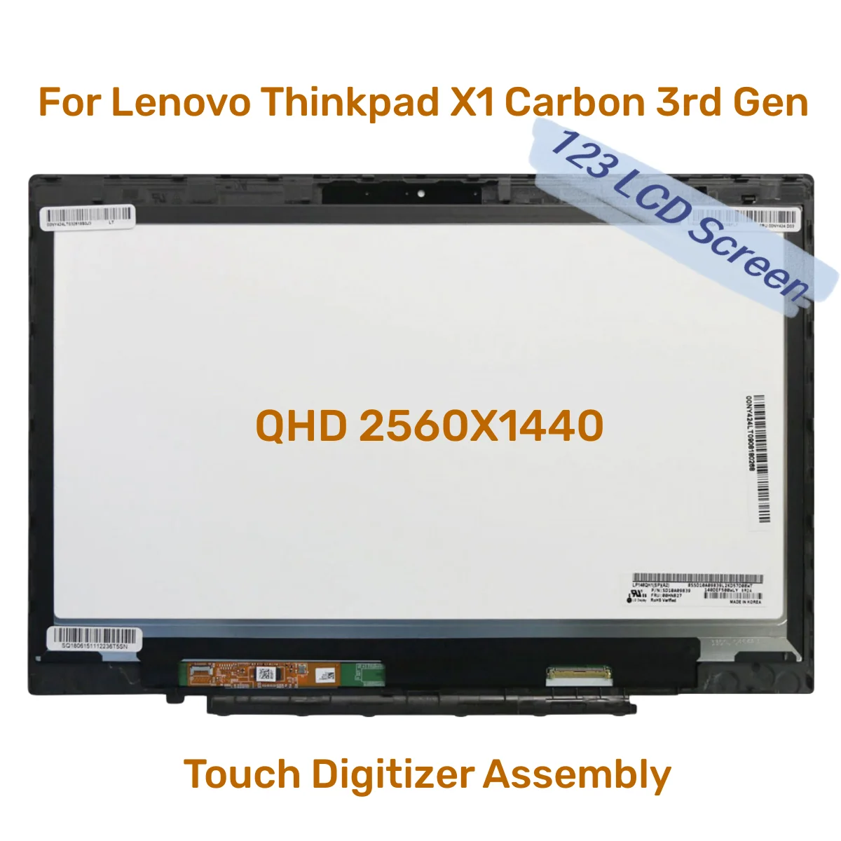 ЖК-дисплей 14,0 дюйма для Lenovo ThinkPad X1 Carbon 2nd 3rd Gen LP140QH1-SPA2 WQHD 2560X1440, сенсорный экран с цифровым преобразователем в сборе 00HN827
